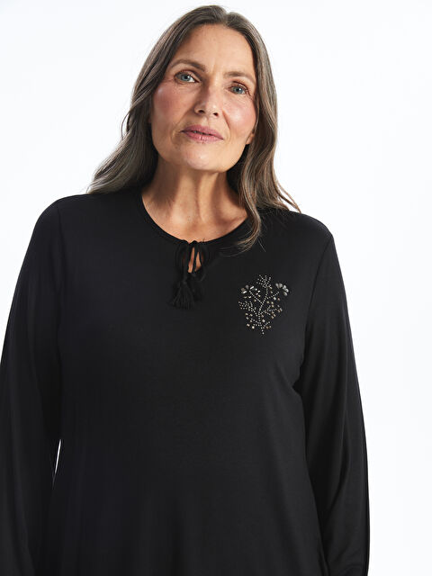 LCW Grace Bağlamalı Yaka Taşlı Kadın Tunik - W4ET91Z8-CVL