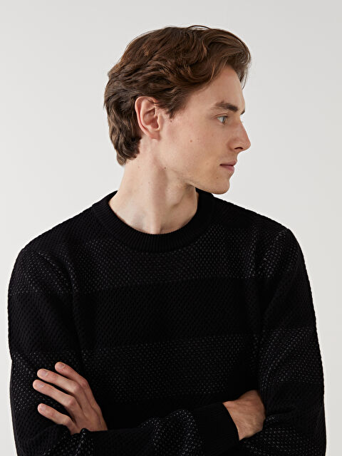 LCW Vision Bisiklet Yaka Uzun Kollu Çizgili Erkek Triko Kazak - W4EV42Z8-YG5