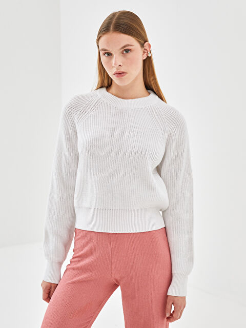 LCW Vision كنزة صوفية برقبة دائرية للسيدات - W4EY91Z8-R9J