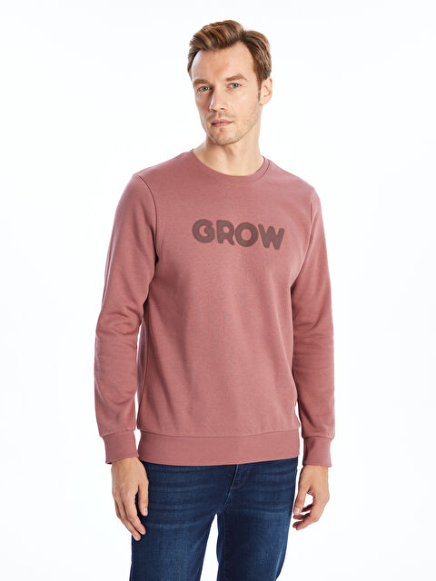 LCWAIKIKI Classic Bisiklet Yaka Baskılı Erkek Kalın Sweatshirt - W4FA02Z8-Y9Y