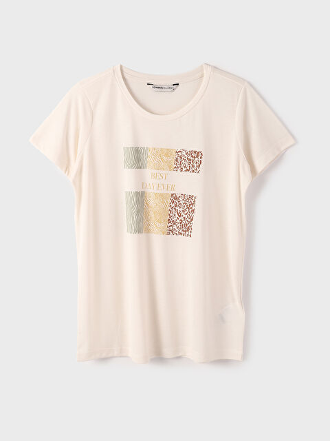 LCWAIKIKI Classic Crew Neck Printed Short Sleeve Women's T-Shirt - W4FA22Z8-FEW