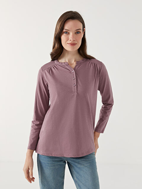 LCW Grace Kaçık Yaka Düz Uzun Kollu Kadın Bluz - W4FA40Z8-H6F