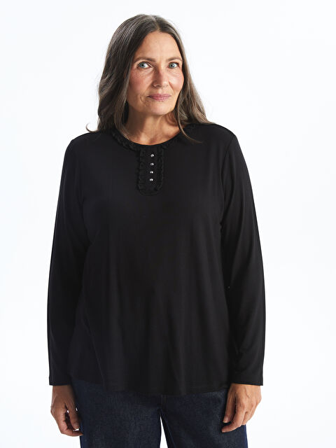 LCW Grace Bisiklet Yaka Düz Uzun Kollu Kadın Bluz - W4FA54Z8-CVL