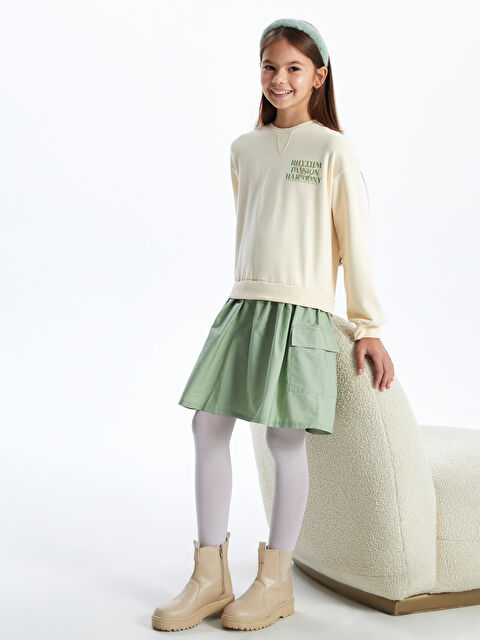 LCW Kids Bisiklet Yaka Baskılı Kız Çocuk Elbise - W4FA55Z4-YDK