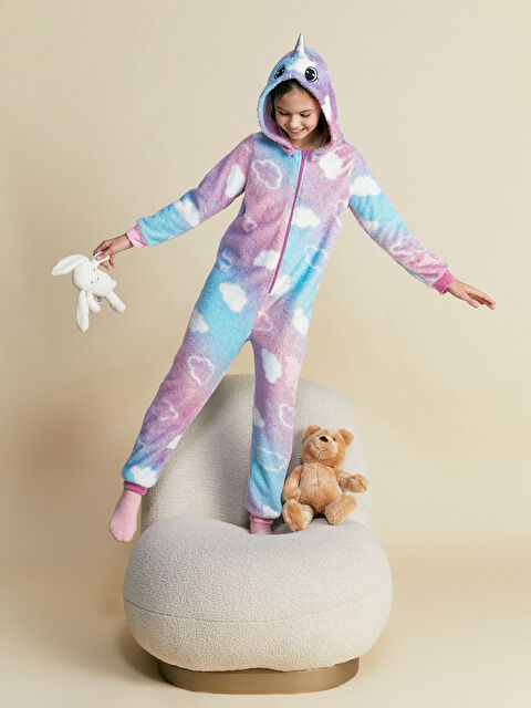LCW Kids Kapüşonlu Pelüş Kız Çocuk Uyku Tulumu - W4FB04Z4-LU8