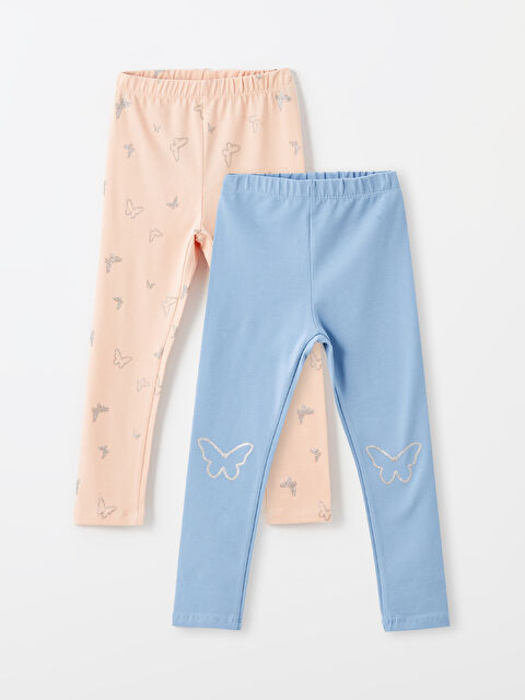 LCW Kids Beli Lastikli Baskılı Kız Çocuk Tayt 2'li - W4FB73Z1-LT4