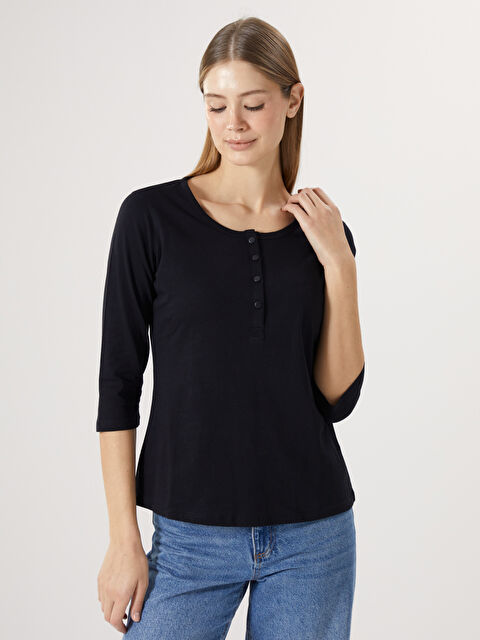 LCWAIKIKI Basic Bisiklet Yaka Kadın Tişört - W4FB91Z8-CVL