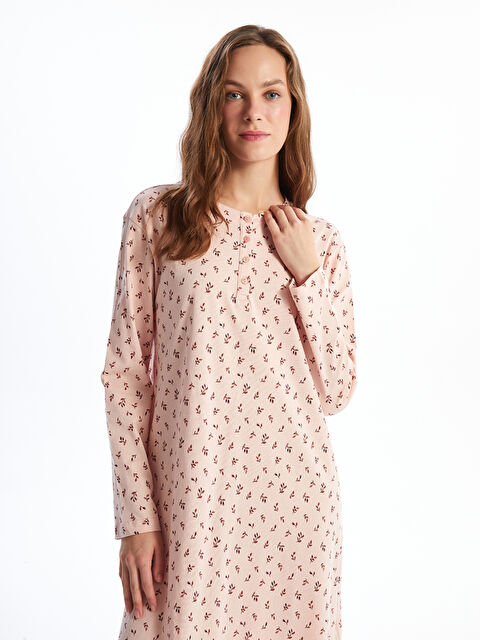 LCW DREAM Bisiklet Yaka Çiçekli Kadın Gecelik - W4FC12Z8-LT3