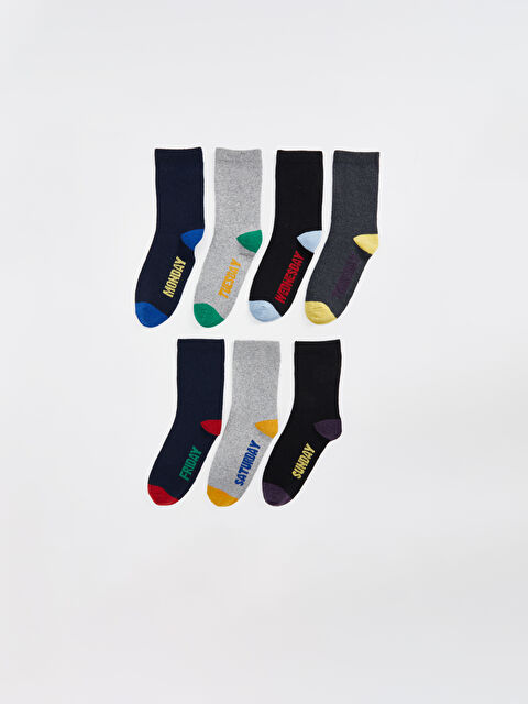 LCW Kids جوارب للكاحل منقوشة للأولاد عبوة من 7 قطع - W4FC61Z4-K00