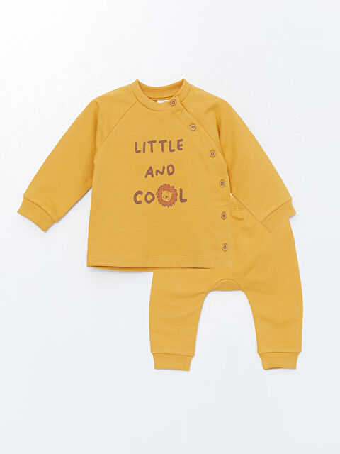 LCW baby Crew Neck Printed Baby Boys' Cardigan and Pants 2 Pack Set - W4FC90Z1-SMX