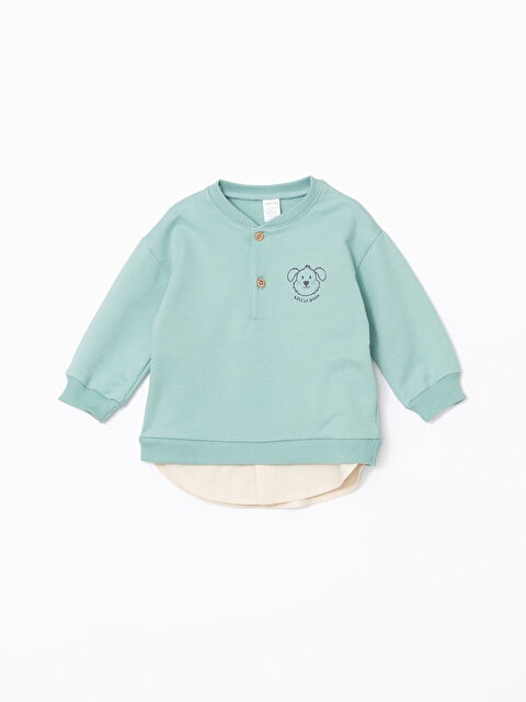 LCW baby Bisiklet Yaka Baskılı Erkek Bebek Sweatshirt - W4FD67Z1-GKG