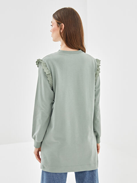 LCW Modest Yeşil Bisiklet Yaka Kadın Sweatshirt Tunik - W4FD83Z8