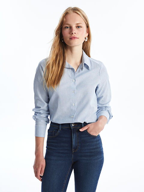 LCW Vision Çizgili Kadın Gömlek - W4FE05Z8-LGS