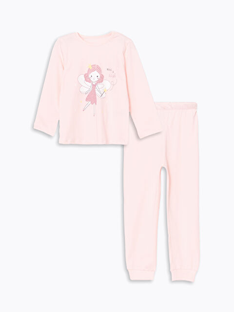 LCW Kids Crew Neck Girls' Pyjama Set - W4FG03Z1-JM1