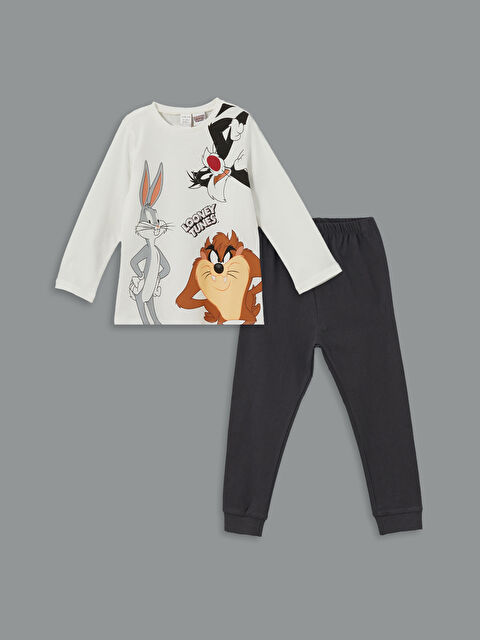 LCW baby Crew Neck Bugs Bunny Printed Baby Boys' Pyjama Set - W4FG20Z1-FDU
