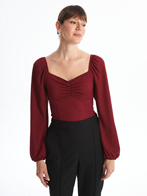 LCW ECO Kalp Yaka Kadın Bluz - W4FG21Z8-Q42