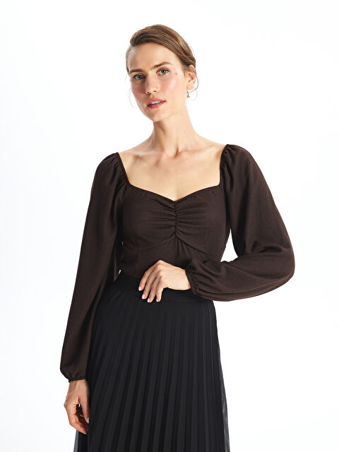 LCW ECO Kalp Yaka Kadın Bluz - W4FG21Z8-YKY