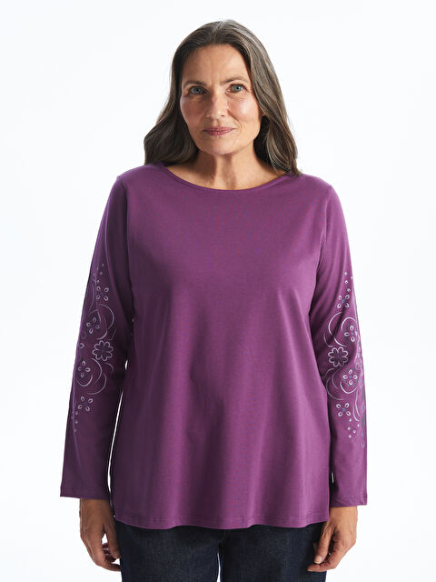 LCW Grace Bisiklet Yaka Desenli Uzun Kollu Kadın Bluz - W4FI33Z8-HPU