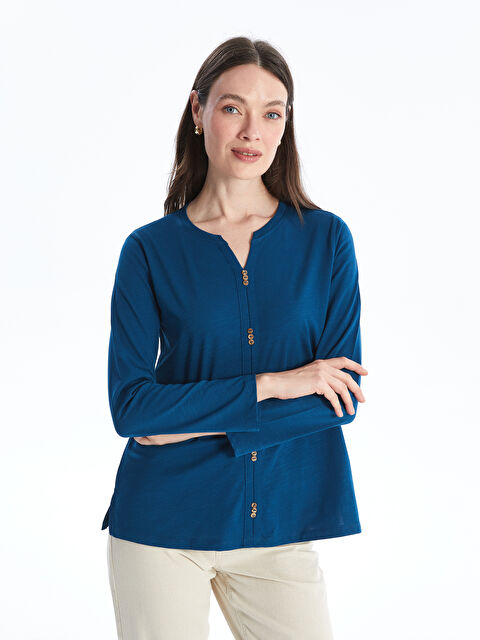 LCW Grace Kaçık Yaka Düz Uzun Kollu Kadın Bluz - W4FI38Z8-HQQ