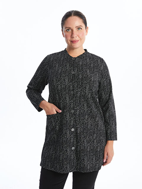 LCW Grace Bisiklet Yaka Desenli Kadın Hırka - W4FI39Z8-MHS