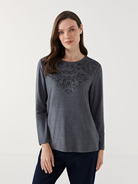 LCW Grace Bisiklet Yaka Desenli Kadın Bluz - W4FI71Z8-L8N