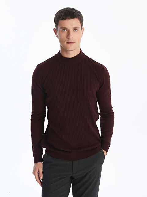 LCW Vision Half Turtleneck Long Sleeve Men's Knitwear Sweater - W4FJ07Z8-J0S
