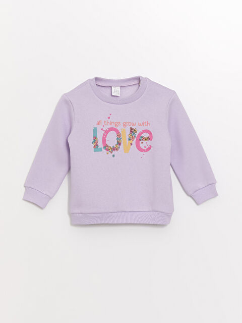 LCW ECO Bisiklet Yaka Baskılı Kalın Kız Bebek Sweatshirt - W4FJ38Z1-P3T