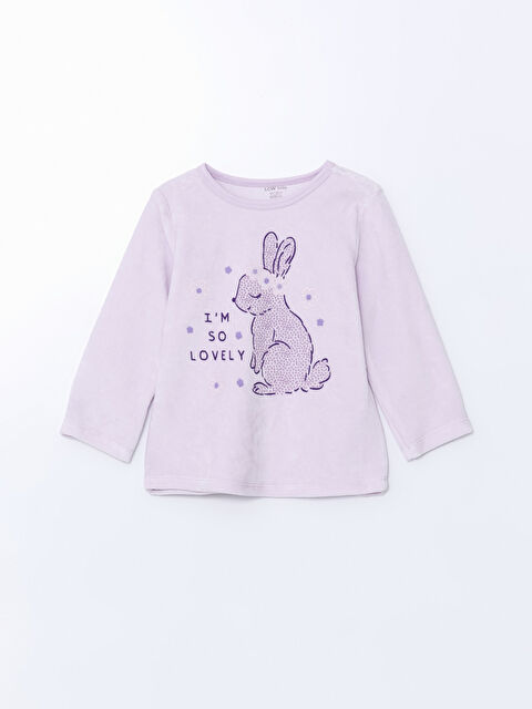 LCW Kids Bisiklet Yaka Kadife Kız Bebek Pijama Üst - W4FJ73Z1-YQM
