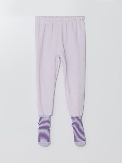 LCW baby Beli Lastikli Kadife Çoraplı Kız Bebek Pijama Alt - W4FK02Z1-V5S