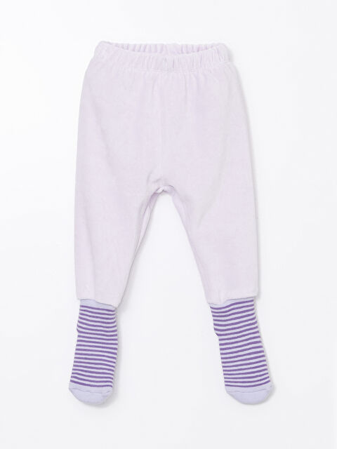 LCW baby Beli Lastikli Kadife Çoraplı Kız Bebek Pijama Alt - W4FK02Z1-YG1