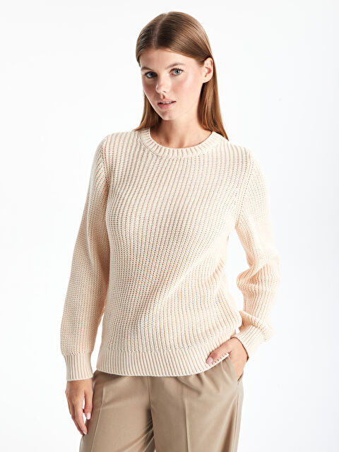 LCW ECO Bisiklet Yaka Düz Uzun Kollu Kadın Triko Kazak - W4FK48Z8-FRC