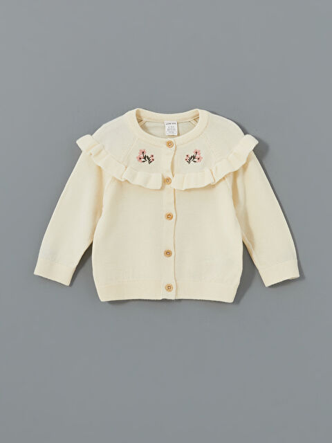 LCW baby Bisiklet Yaka Nakışlı Kız Bebek Triko Hırka - W4FM31Z1-FDL