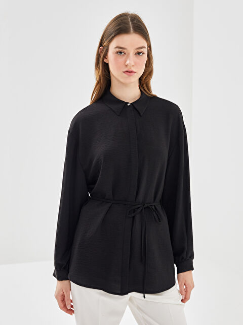 LCW Modest Düz Oversize Kadın Gömlek Tunik - W4FM45Z8-RQL