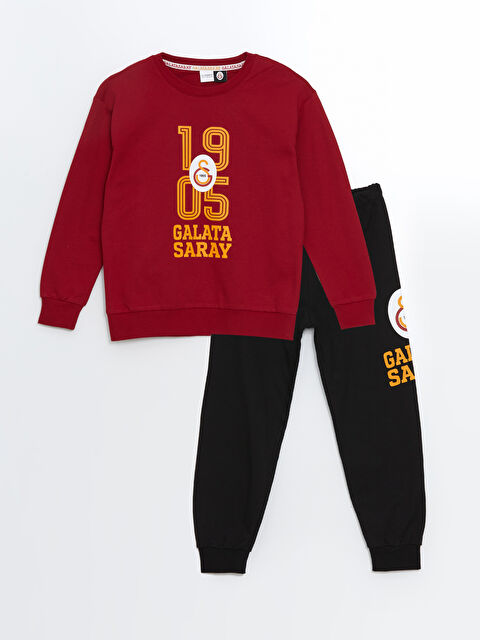 LCW Kids Bisiklet Yaka Galatasaray Baskılı Erkek Çocuk Pijama Takımı - W4FM67Z4-VAD