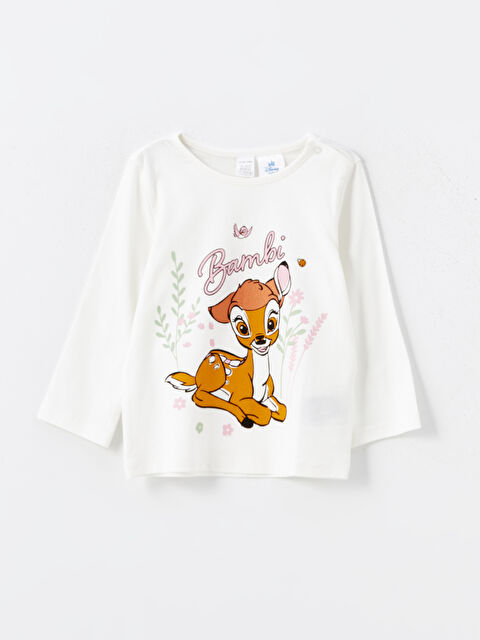 LCW Kids Bisiklet Yaka Bambi Baskılı Kız Çocuk Pijama Üst - W4FM87Z1-YG7