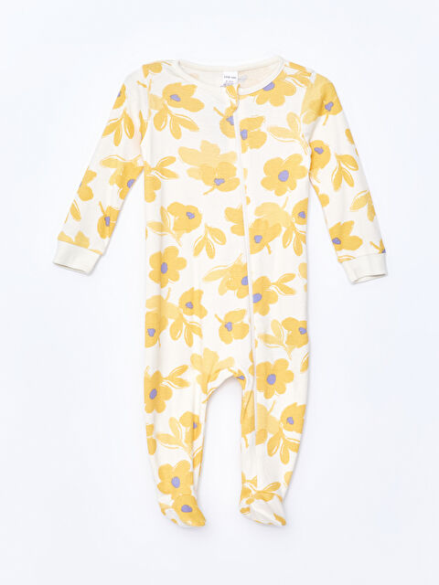 LCW baby Bisiklet Yaka Çiçekli Kız Bebek Tulum - W4FN22Z1-LRB