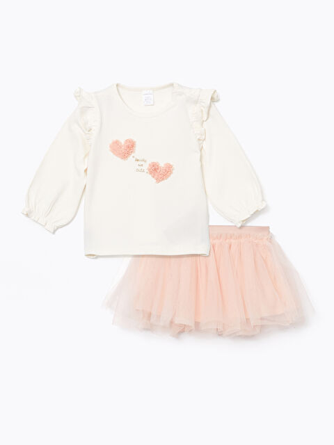 LCW baby Bisiklet Yaka Kız Bebek Bluz ve Tütü Etek 2'li - W4FN71Z1-FDL