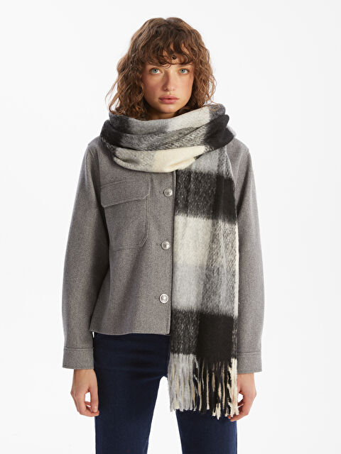 LCW ACCESSORIES Renk Bloklu Saçaklı Kadın Atkı