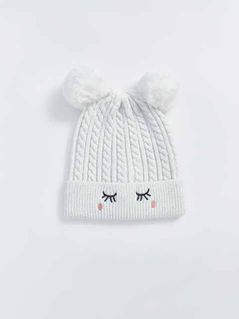 LCW baby Ponpon Detaylı Nakışlı Kız Bebek Bere - W4FO07Z1-J1F