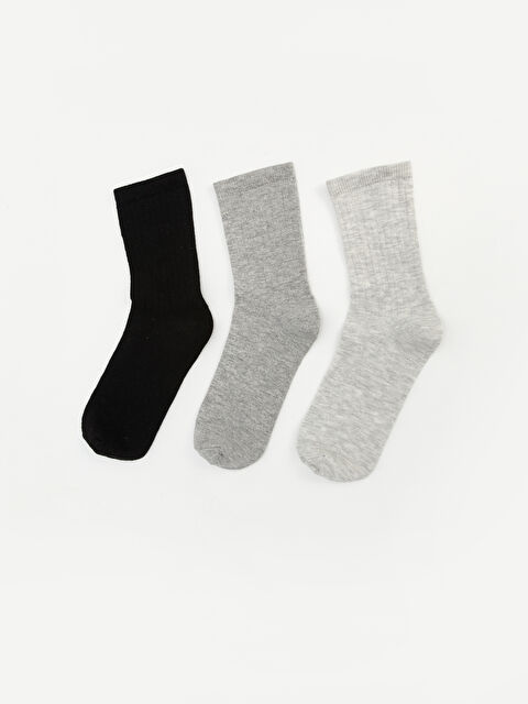 LCW DREAM Kadın Düz Soket Çorap 3'lü - W4FP03Z8-LAK