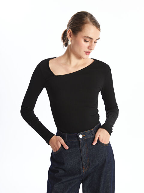 LCW ECO V Yaka Düz Uzun Kollu Kadın Bluz - W4FQ14Z8-CVL