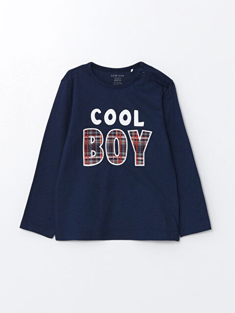 LCW baby Bisiklet Yaka Uzun Kollu Baskılı Erkek Bebek Tişört - W4FQ39Z1-JC7