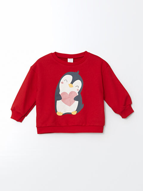 LCW Kids Crew Neck Thick Printed Baby Girls' Sweatshirt - W4FR78Z1-HC3