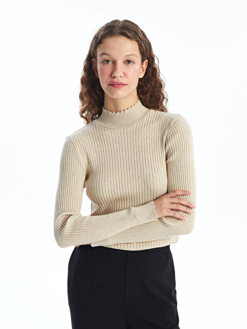 LCW Vision Yarım Balıkçı Yaka Kadın Triko Kazak - W4FS29Z8-QVK