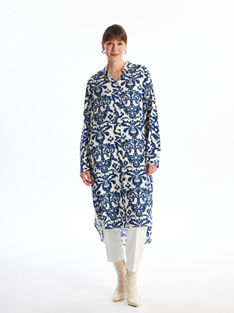 LCWAIKIKI Classic Desenli Kadın Gömlek Tunik - W4FS55Z8-LQQ