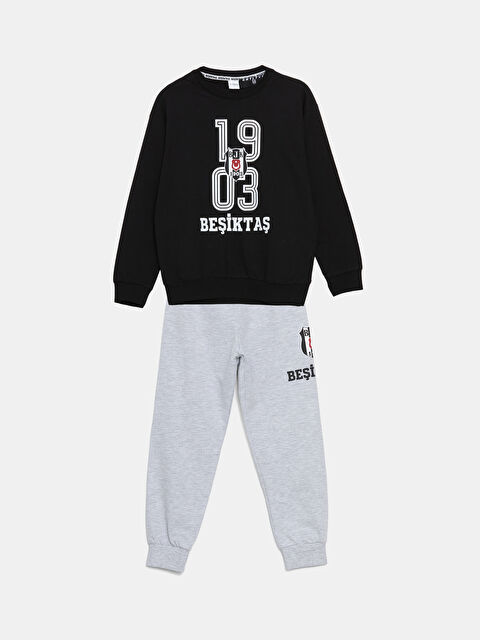 LCW Kids Bisiklet Yaka Beşiktaş Baskılı Erkek Çocuk Pijama Takımı - W4FT93Z4-CVL