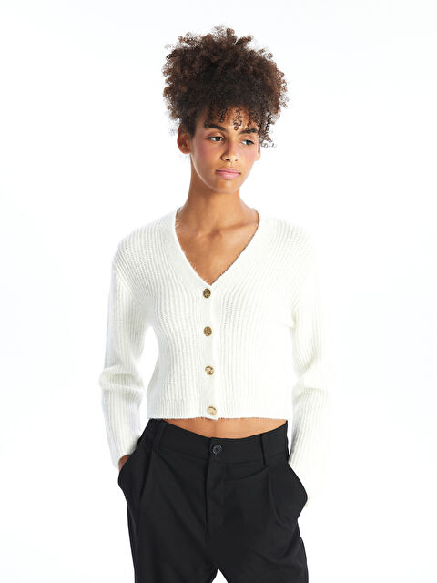 XSIDE V Yaka Kadın Triko Hırka - W4FU54Z8-EEW