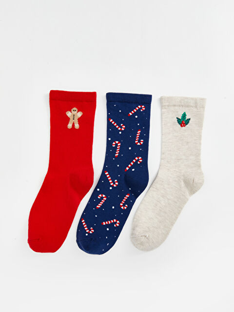 LCW DREAM Yılbaşı Temalı Kadın Soket Çorap 3'lü - W4FU84Z8-GYE