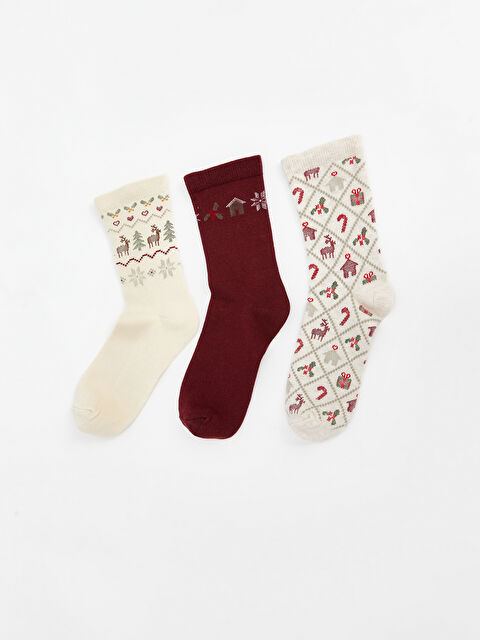 LCW DREAM Yılbaşı Temalı Kadın Soket Çorap 3'lü - W4FU89Z8-FDP