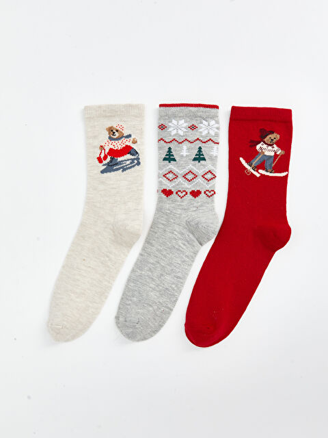 LCW DREAM Yılbaşı Temalı Kadın Soket Çorap 3'lü - W4FU93Z8-L8Q